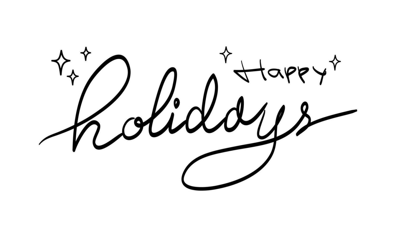 felices fiestas texto caligrafía de letras a mano. uso para tarjetas de felicitación. aislado sobre fondo blanco. ilustración vectorial vector