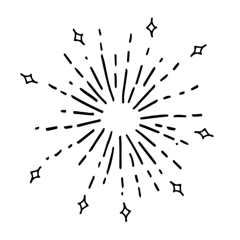 hand drawn doodle starburst, sunburst. doodle design element. vector illustration