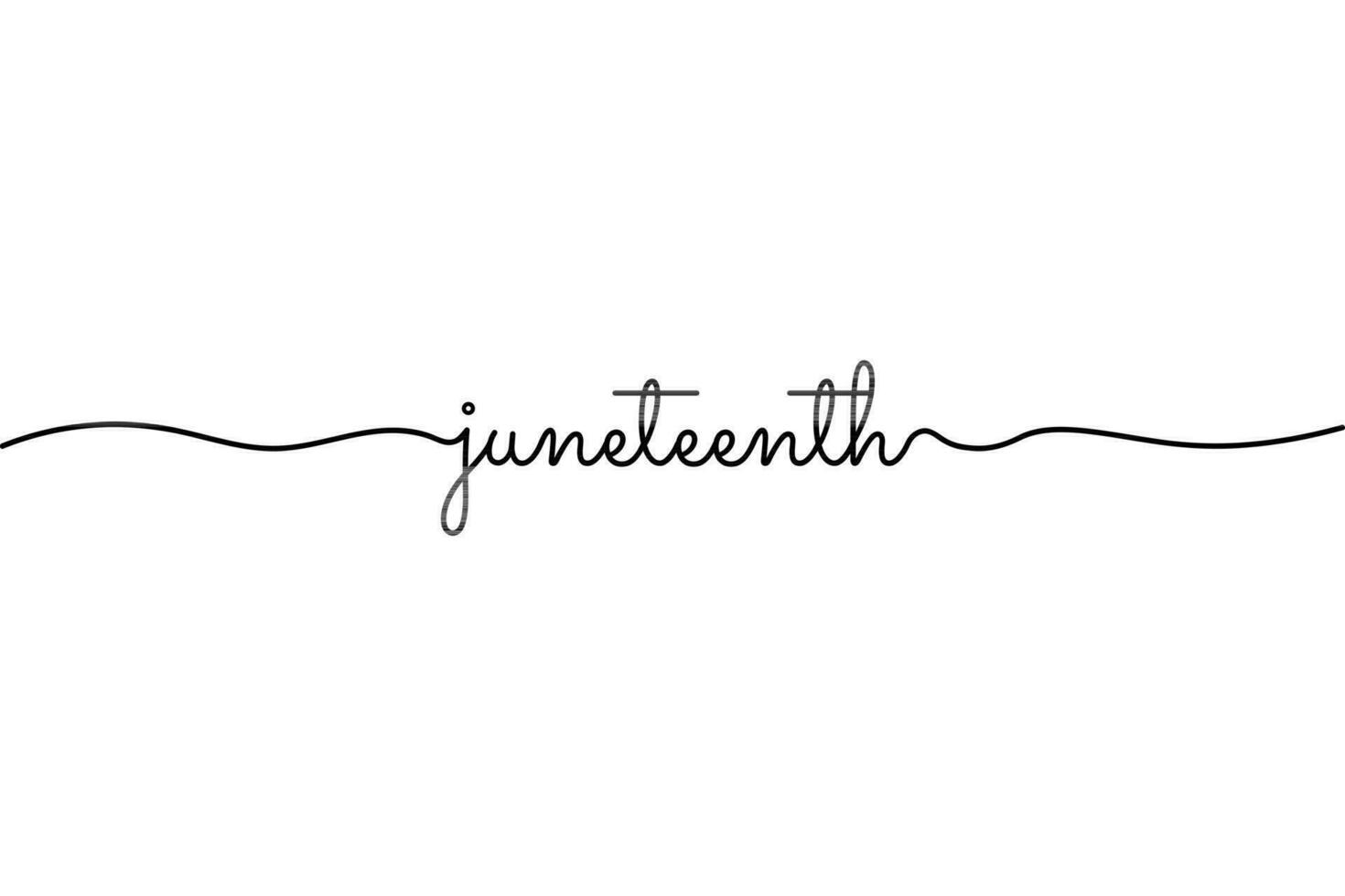 Juneteenth script cursive typography isolated on white background, celebrated on June 19. Cute Juneteenth text monoline. Editable Vector Illustration. EPS 10.