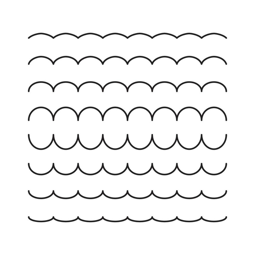 Collection of wavy lines set isolated vector illustration.