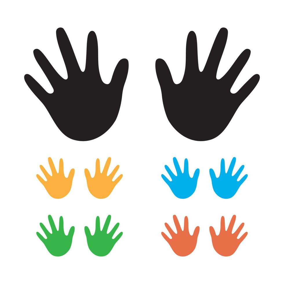 Abstract prints of hands of the child isolated vector illustration art finger ink color palm trace.