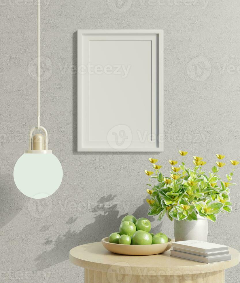 Realistic frame on wall with plant photo