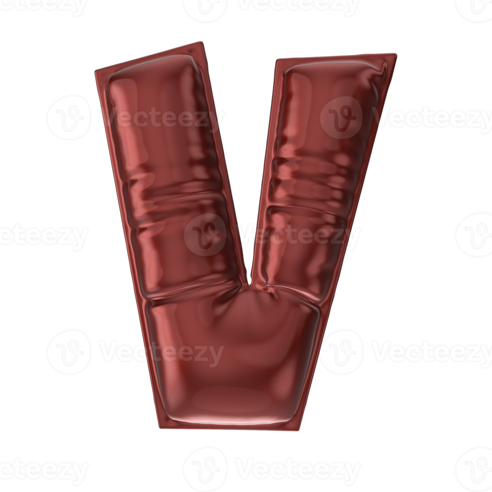 V Red Balloon Font 3D Render png