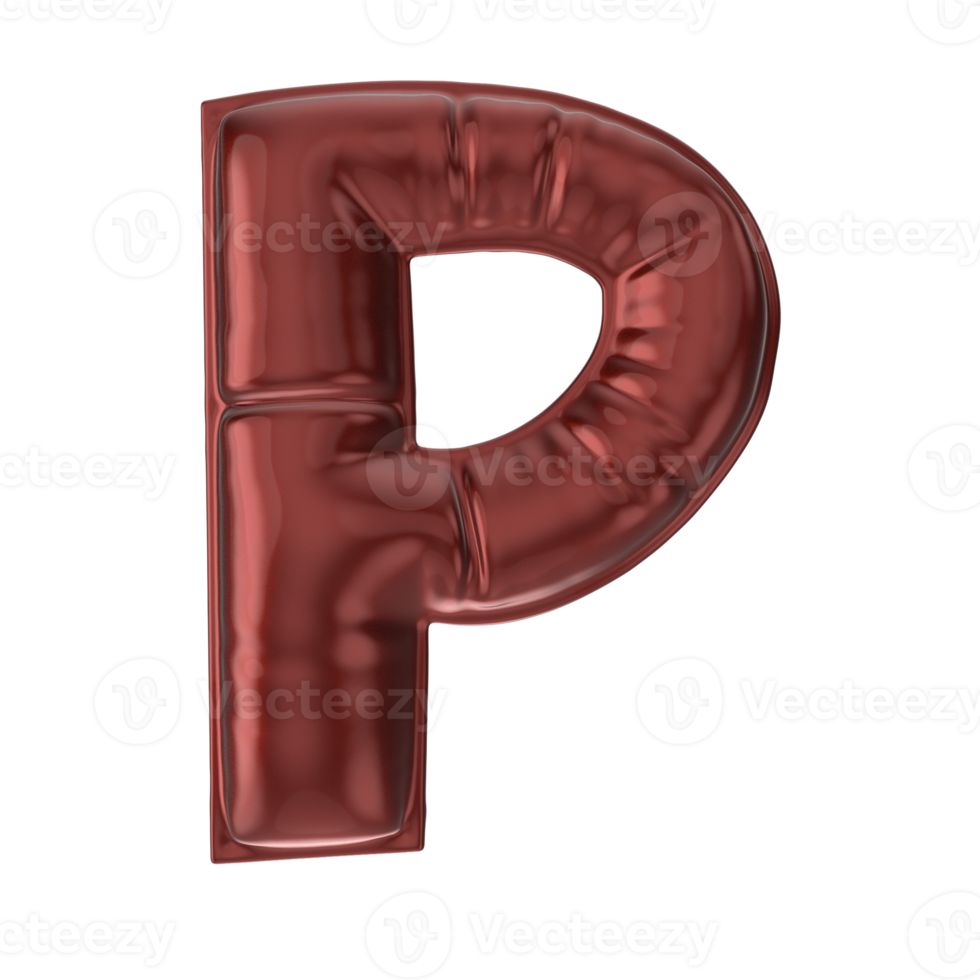 P Red Balloon Font 3D Render png