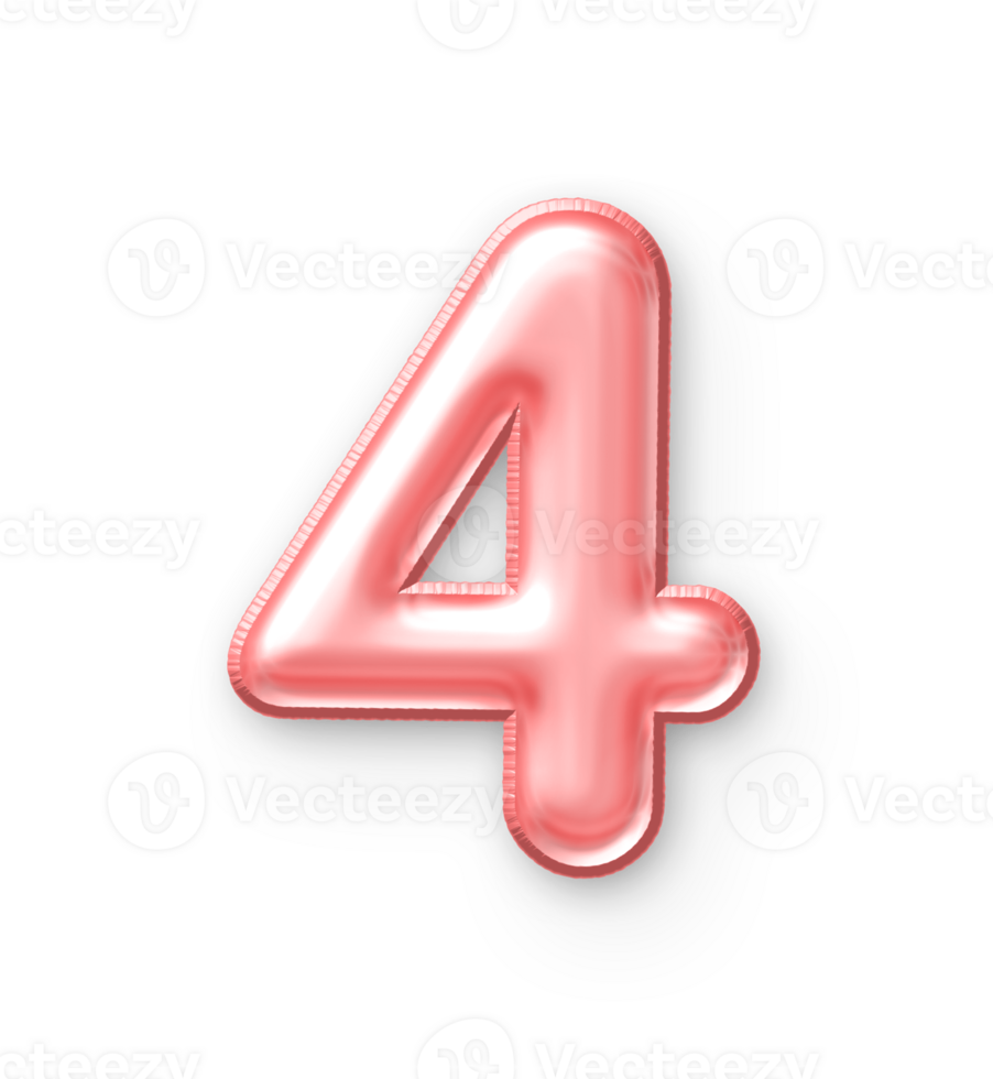 4 Number Balloon Pink png