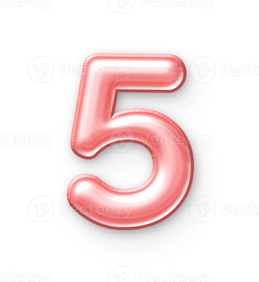 5 Number Balloon Pink png