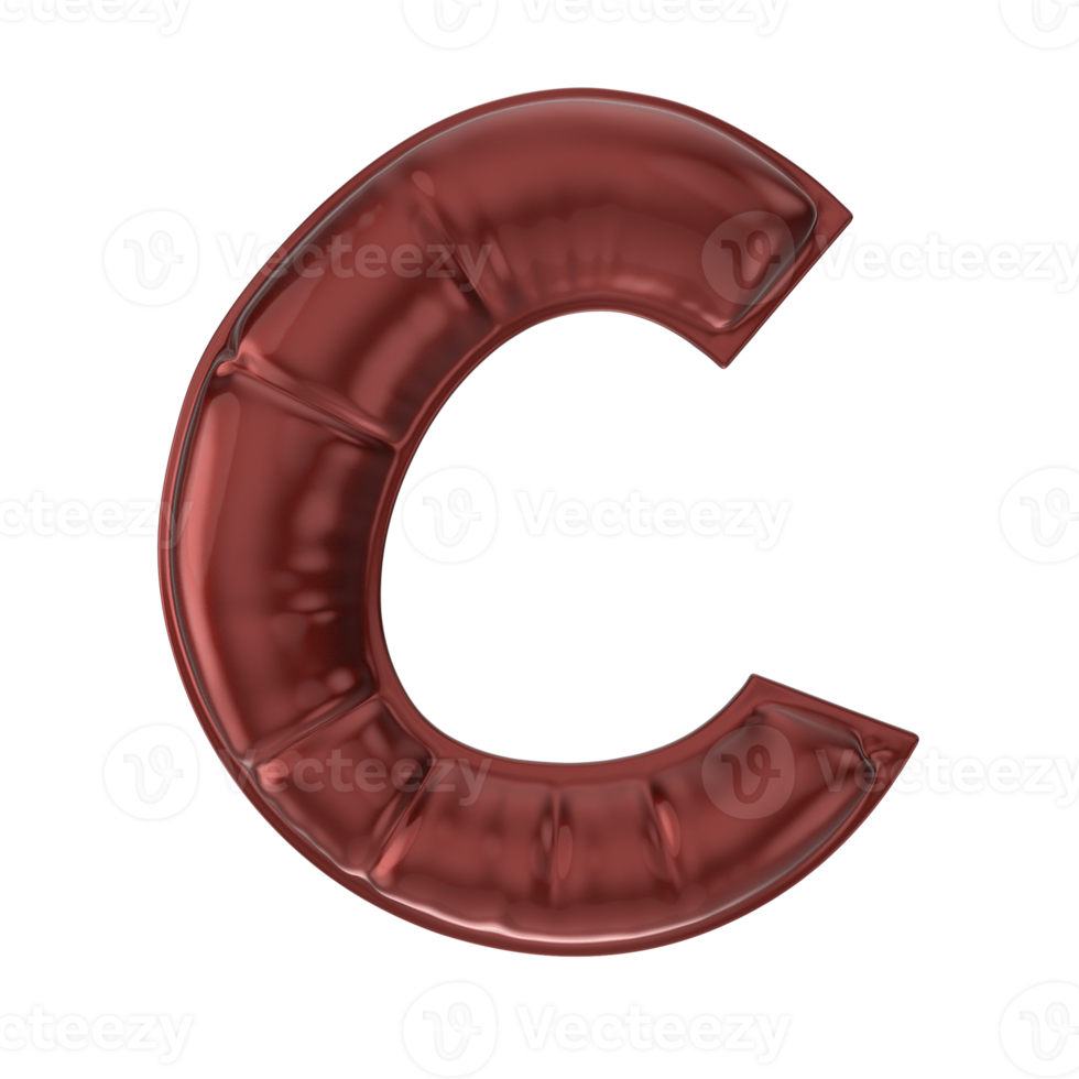 C Red Balloon Font 3D Render png