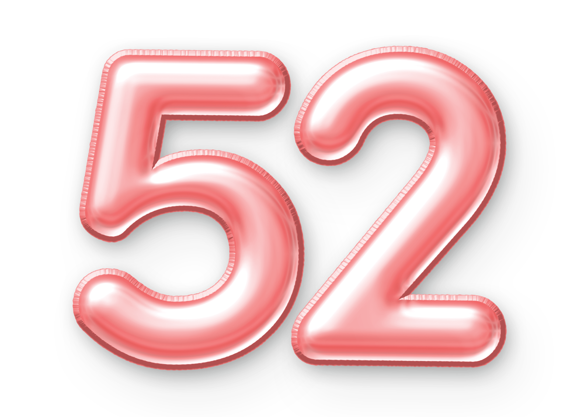 52 Number Balloon Pink 24652420 PNG