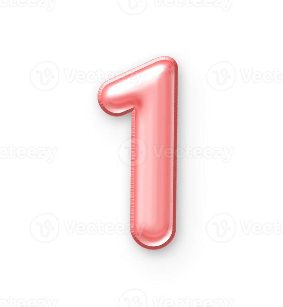 1 Number Balloon Pink 24652425 PNG