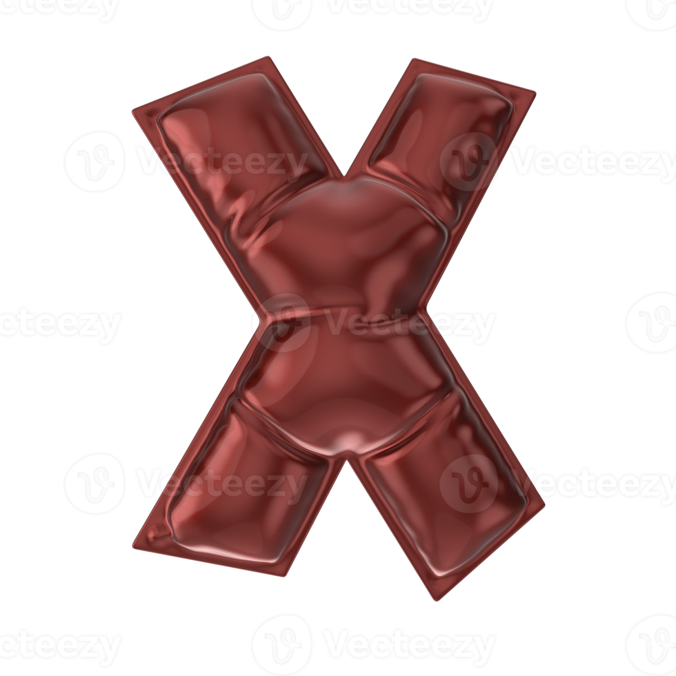 X Red Balloon Font 3D Render png