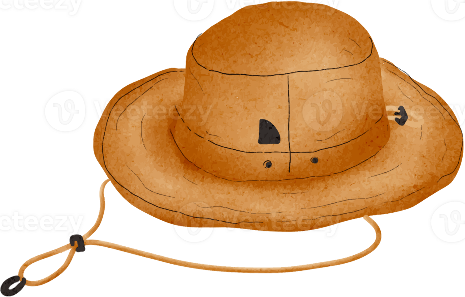 A camping hat drawn with watercolors png