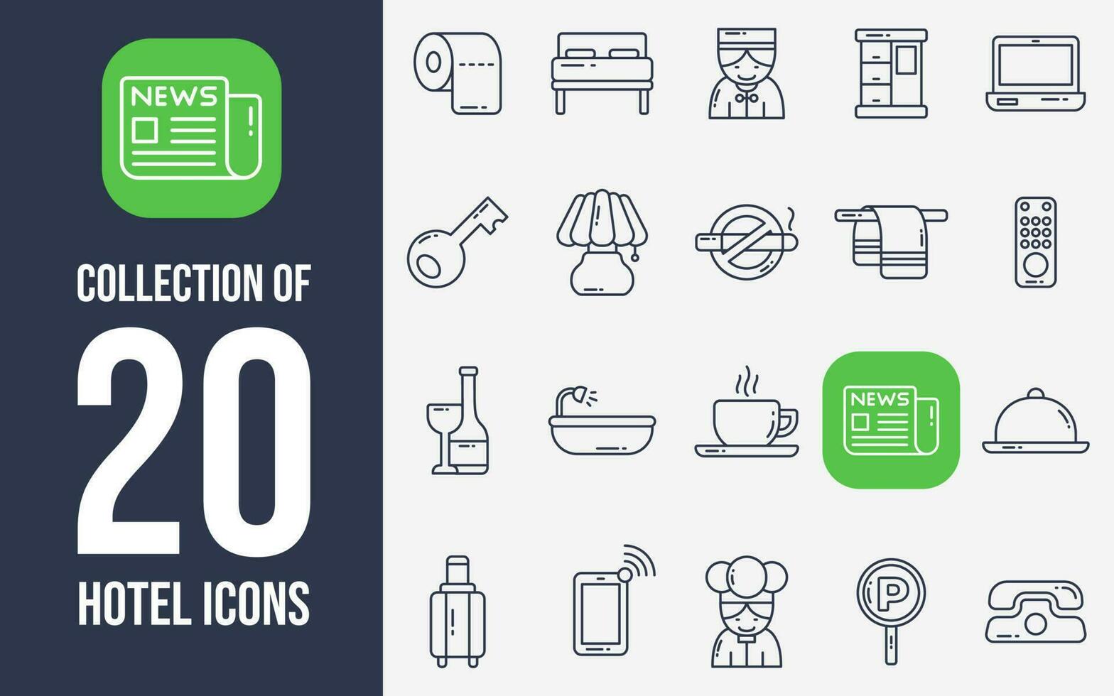 Collection of 20 Hotel Icons vector