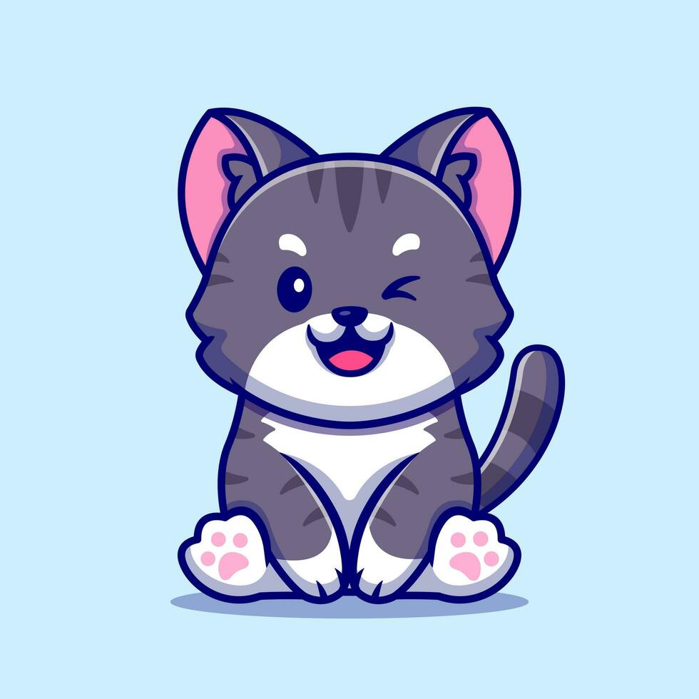 Cute Cat Sitting Cartoon Vector Icon Illustration. Animal  Nature Icon Concept Isolated Premium Vector. Flat Cartoon  Style