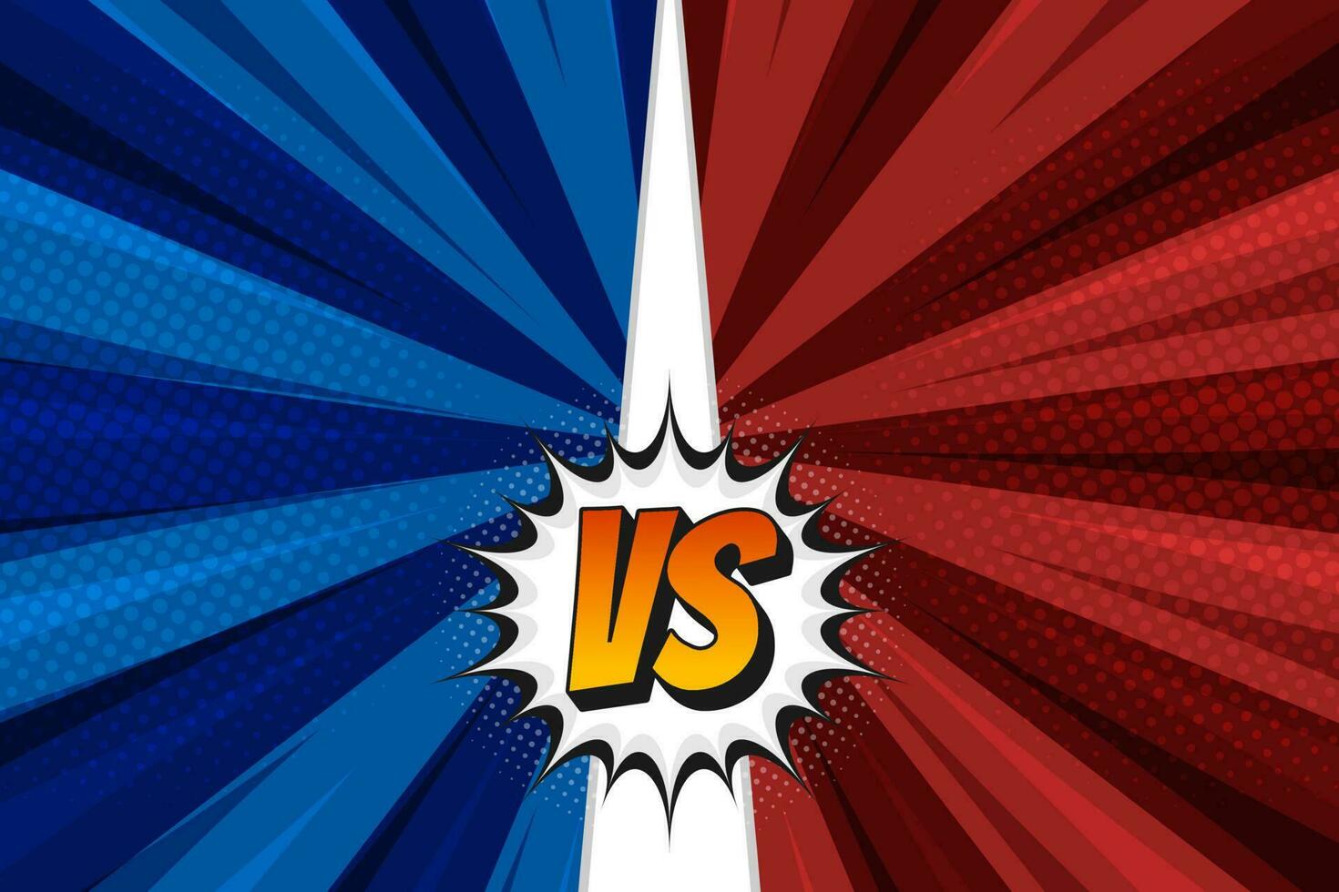 Pop art Comic cartoon versus competitive background with rays vector