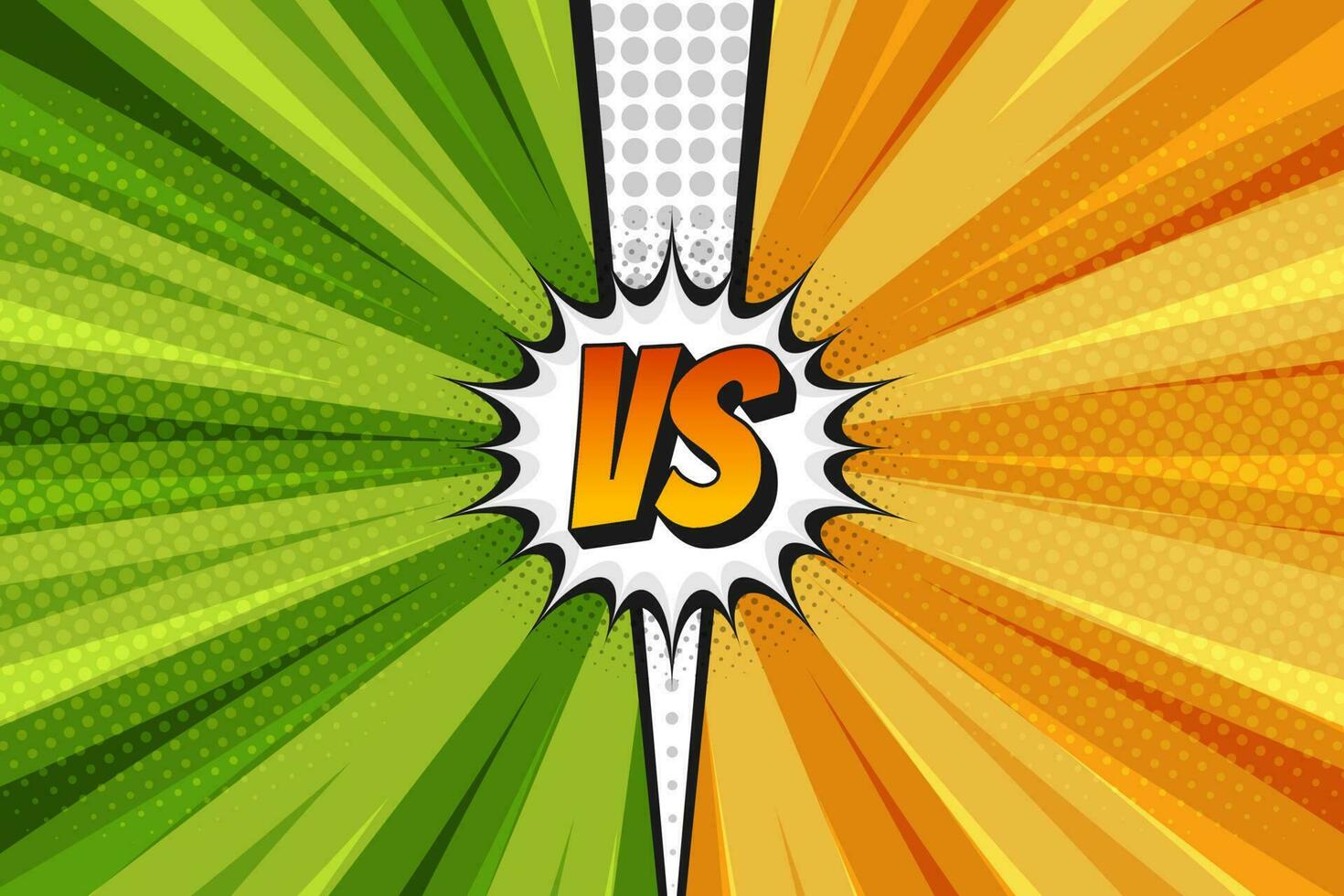 Yellow and green comic versus fight competitive background template vector