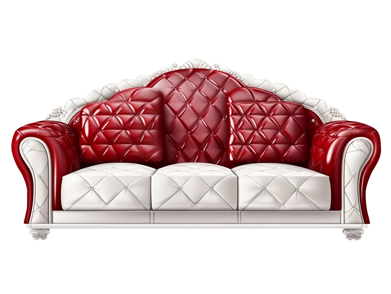 luxury sofa with Red and white leather AI Generated 24652600 PNG
