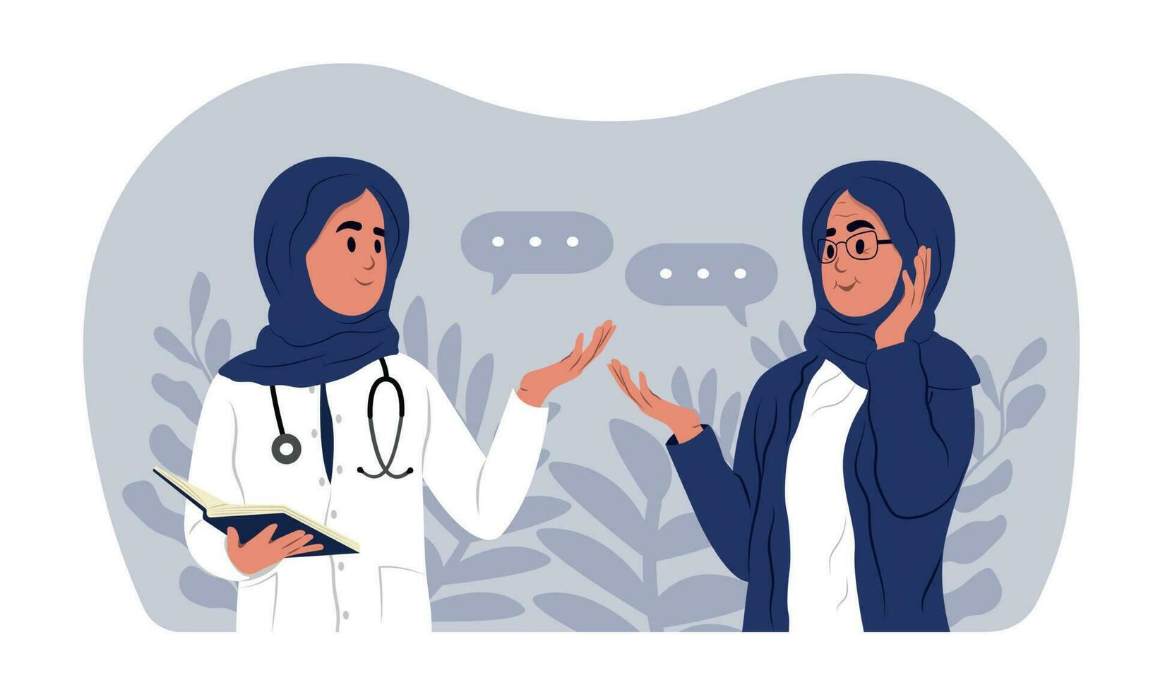 World Alzheimer's Day. A doctor informs an elderly woman about Alzheimer's disease. Alzheimer's and Brain Awareness Month. June. Vector banner.