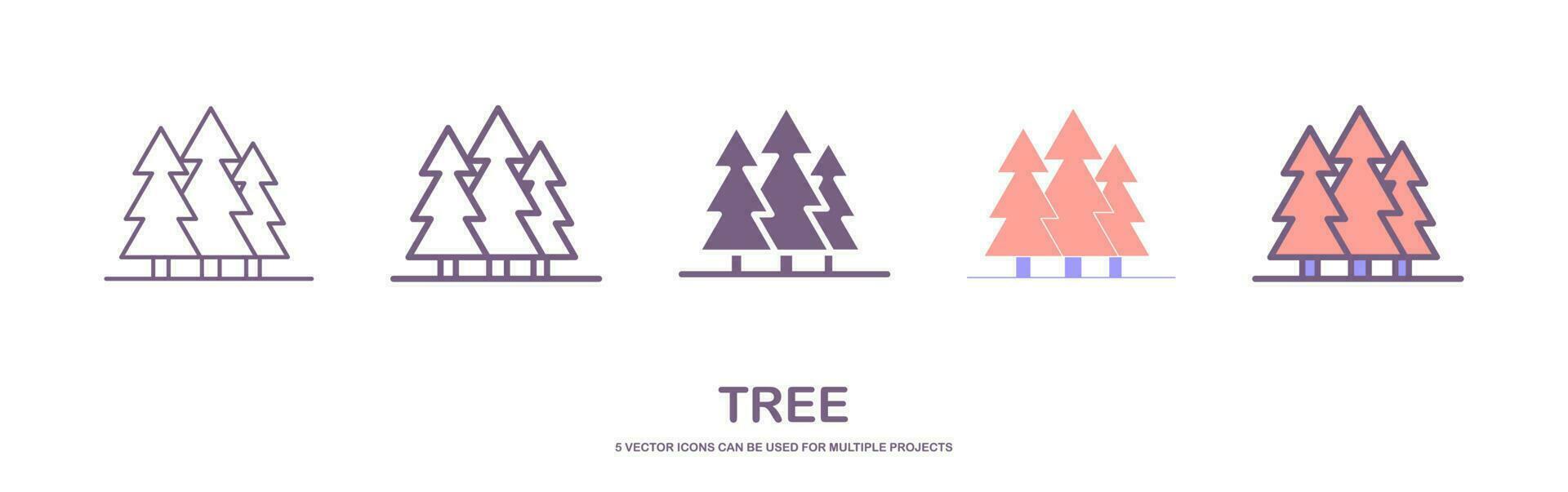 Collection of trees illustrations. Can be used to illustrate any nature or healthy lifestyle topic. set of tree icons. vector