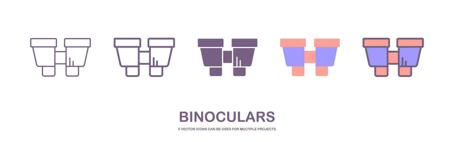 Binoculars icon, outline vector sign, linear style pictogram isolated on white. Spy symbol, logo illustration. Editable stroke. Pixel perfect vector graphics