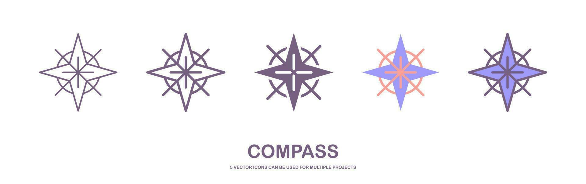 Vector compass rose with North, South, East and West indicated. compass icon or logo isolated sign symbol vector illustration - Collection of high quality style vector icons