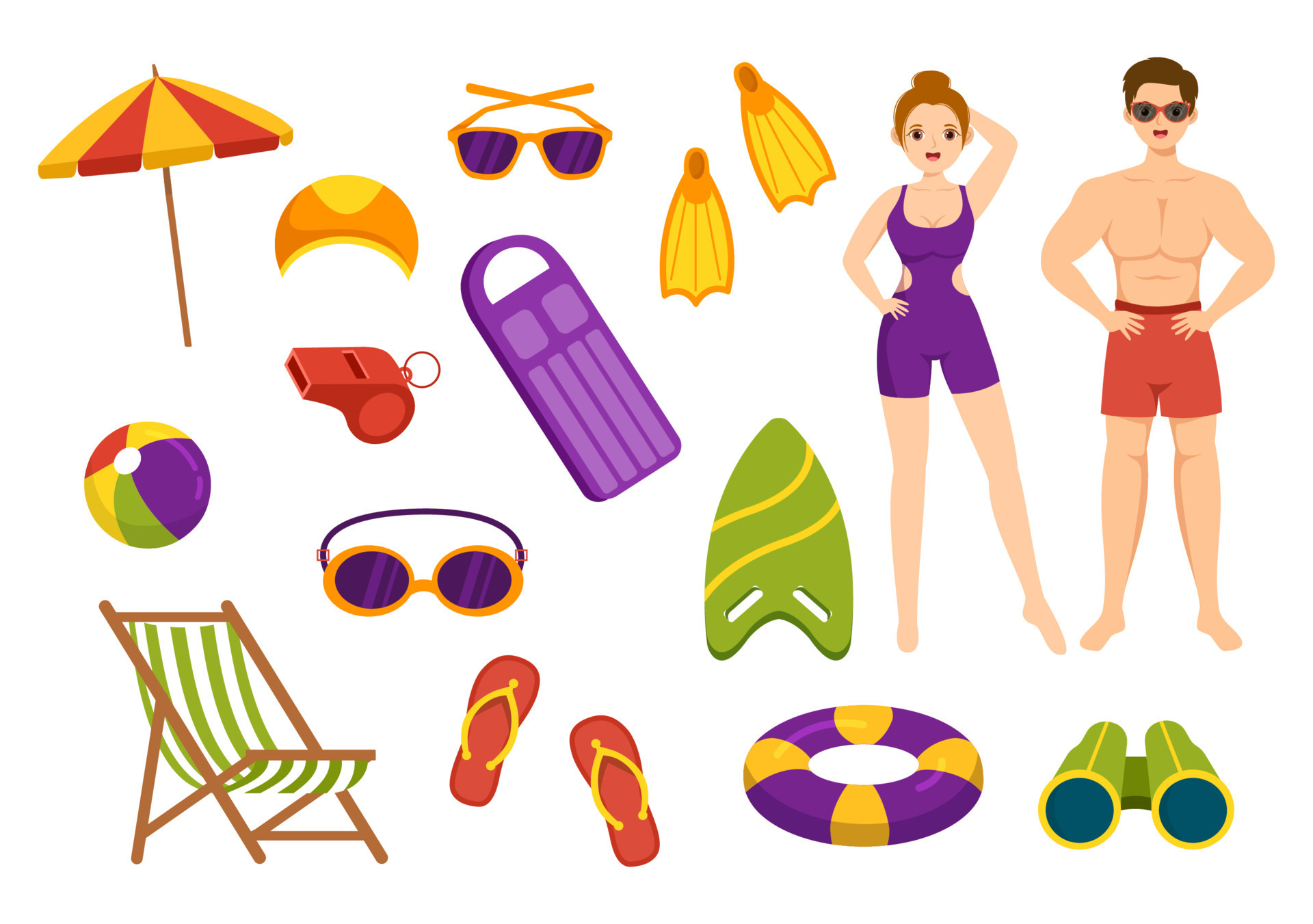 Swimming Pool Vector Illustration with Summer Vacation Landscape ...