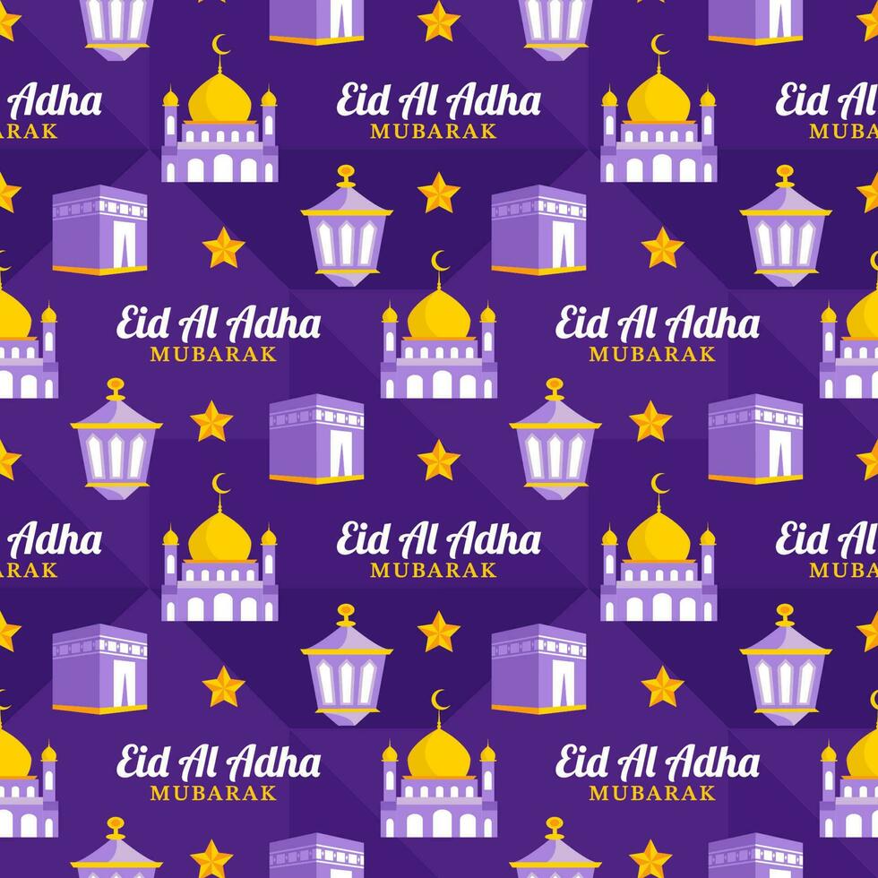 contento eid Alabama adha Mubarak sin costura modelo de musulmanes celebracion con sacrificatorio animales en modelo mano dibujado dibujos animados plano ilustración vector