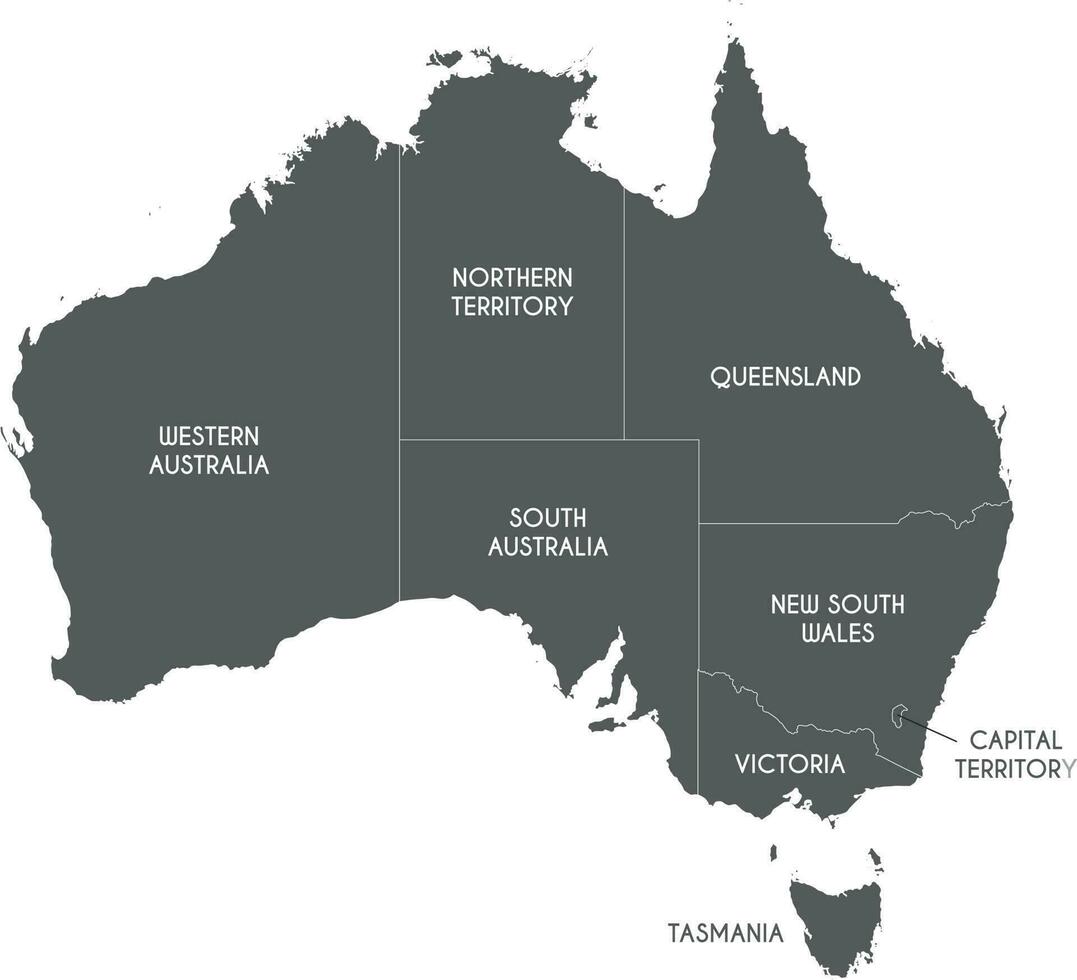 vector mapa de Australia con regiones o territorios y administrativo divisiones editable y claramente etiquetado capas.