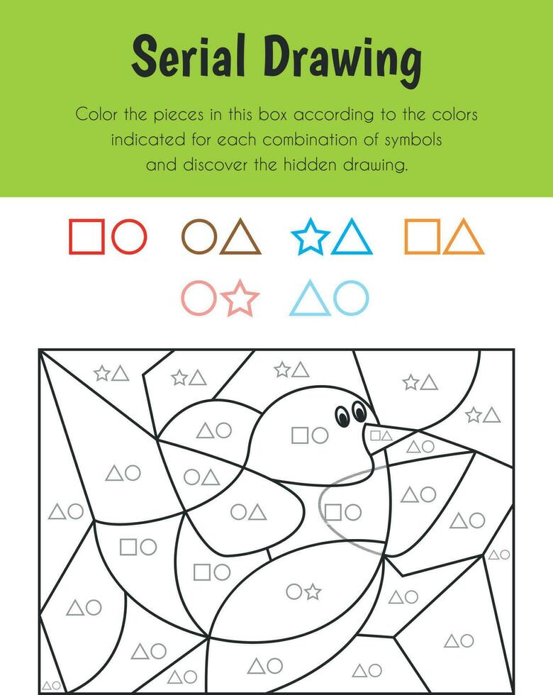Serial drawing Educational Sheet. Primary module for Attention and Perception. 5-6 years old. Educational Sheets Series vector