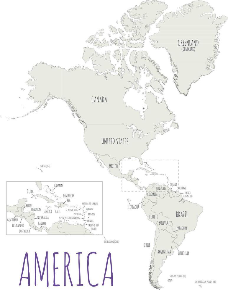 Political America Map vector illustration isolated in white background. Editable and clearly labeled layers.