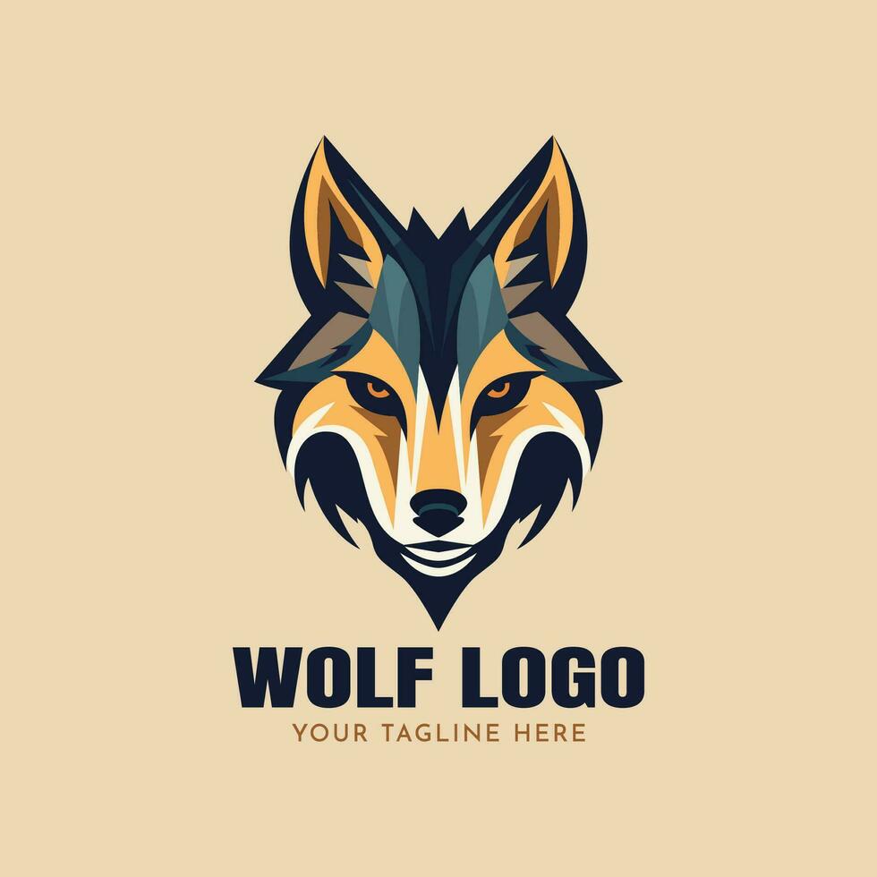 Abstract colorful wolf logo template vector illustration