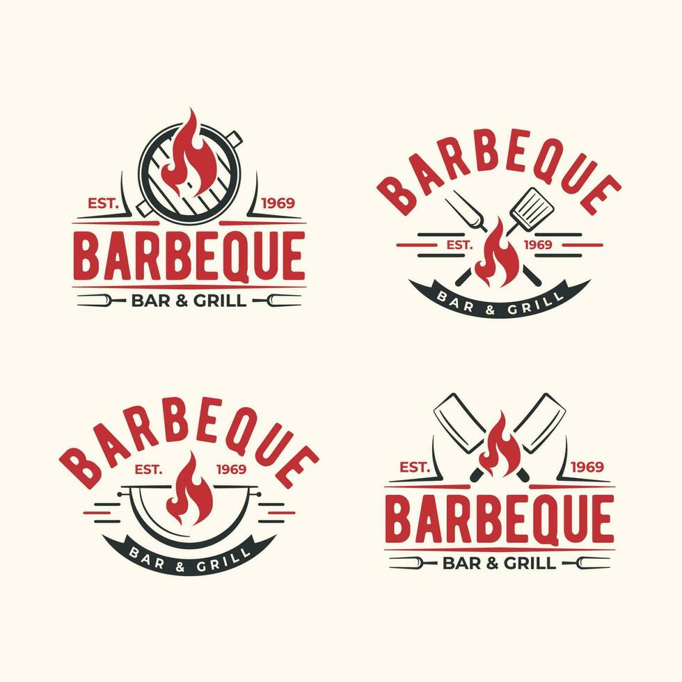 parilla logo plantillas vector con barbacoa herramientas