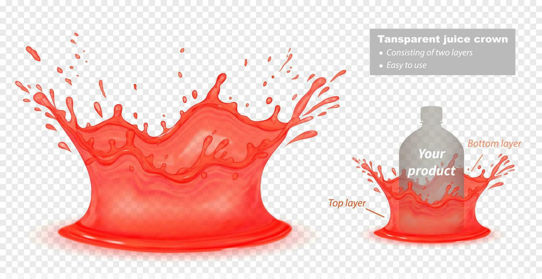 Realistic red juice splash. Vector illustration.