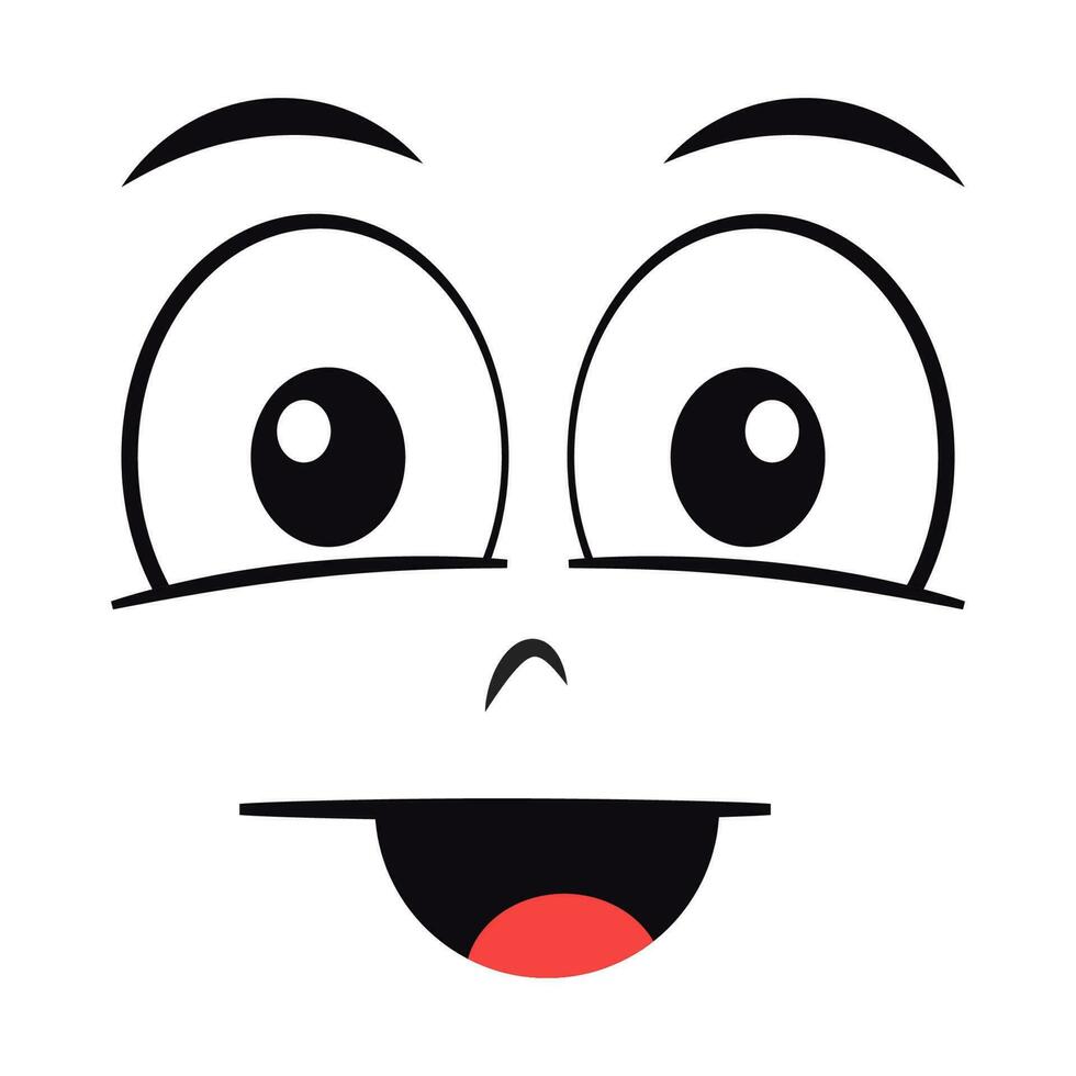 Cartoon happy grinning face vector illustration.