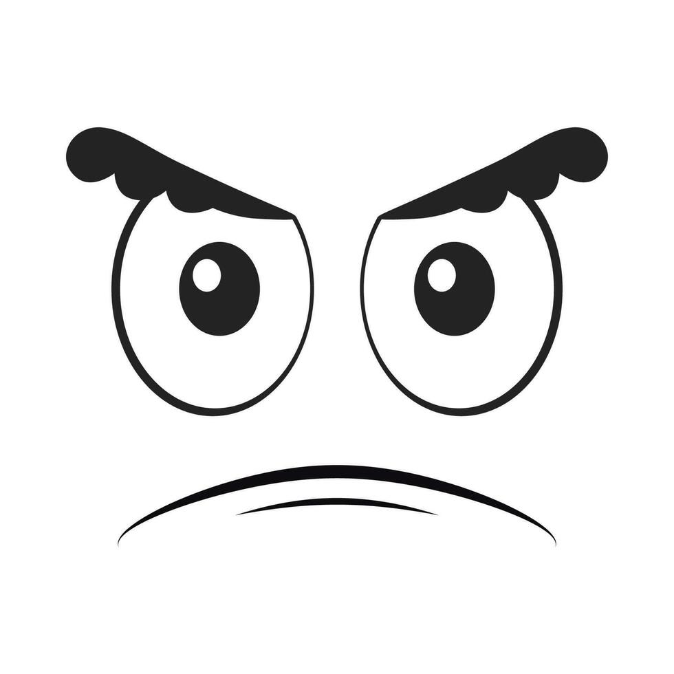 Cartoon frowning face. Angry expression vector illustration.