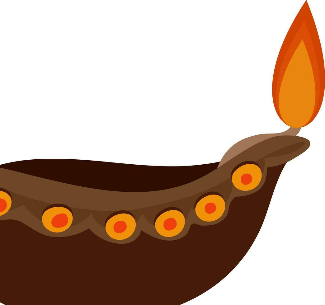 Illustration of brown oil lamp. vector