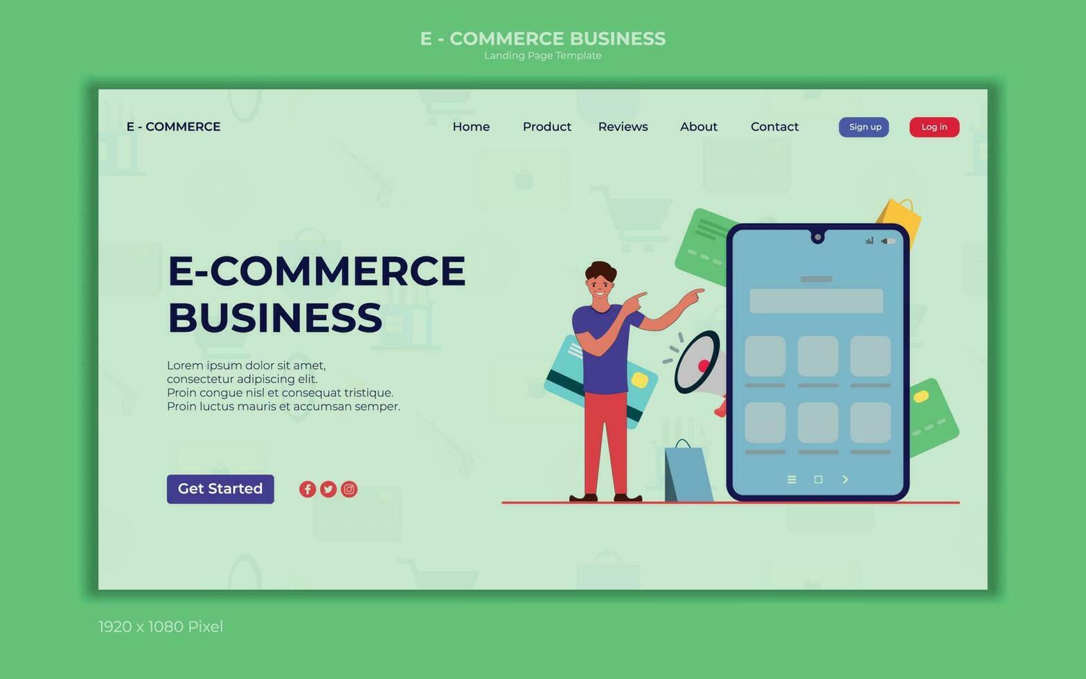 Landing page vector illustration page illustration of guy development e commerce business strategy