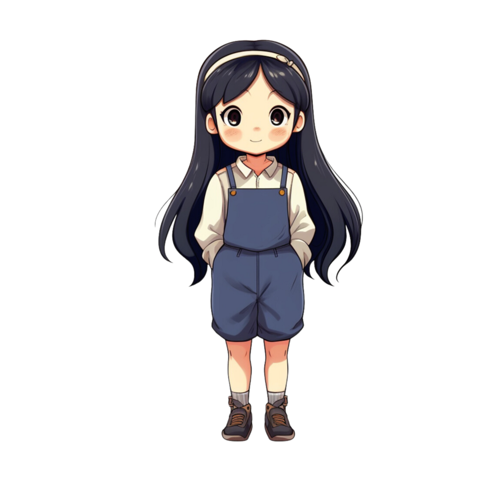 ai gerado desenho animado menina fofa coreano estilo png