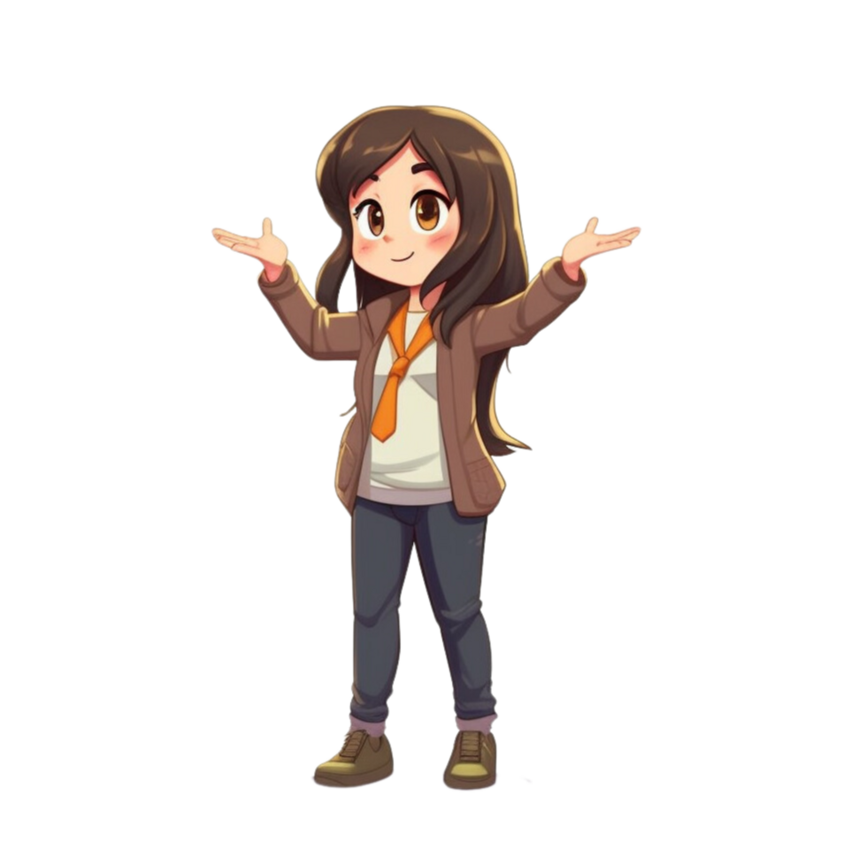 ai generato cartone animato ragazza carino coreano stile png