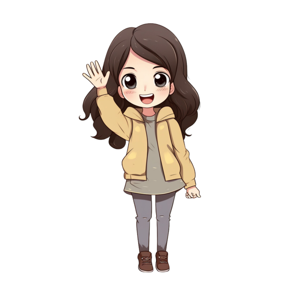 ai generado dibujos animados niña linda coreano estilo png