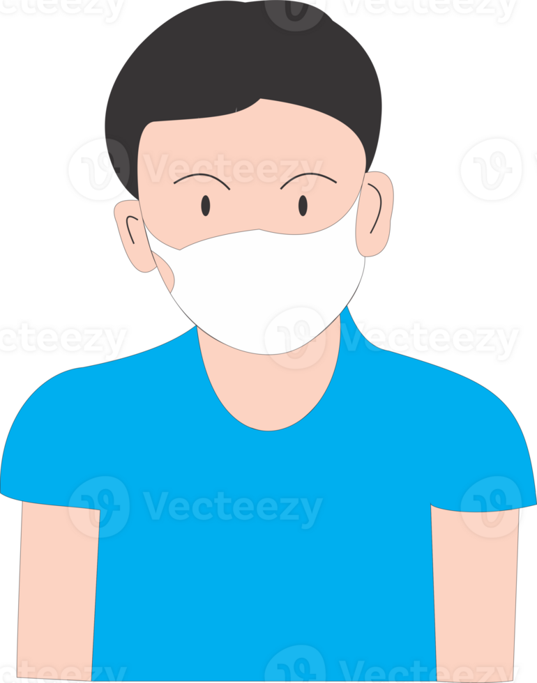 The boy wear white mask png