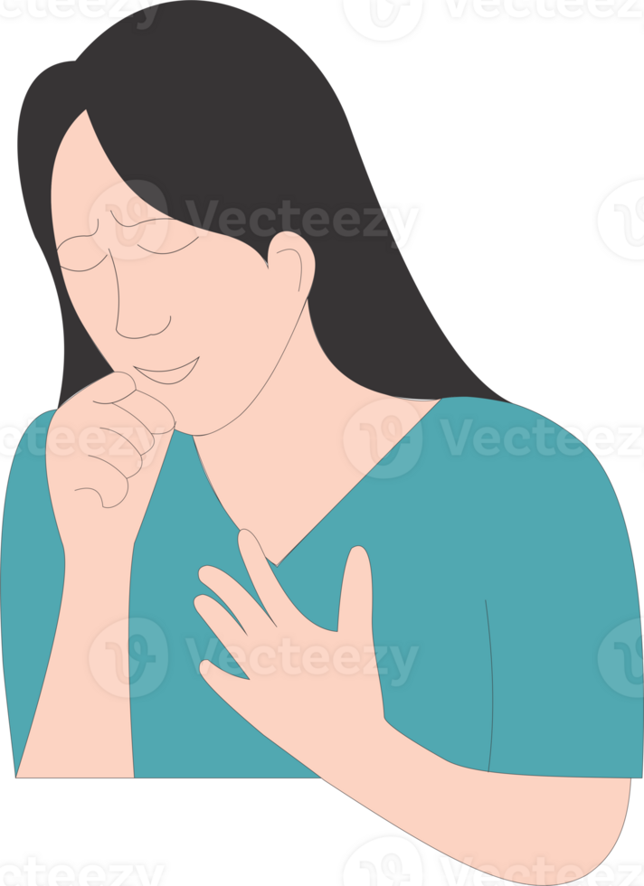 The woman cough long Covid PNG