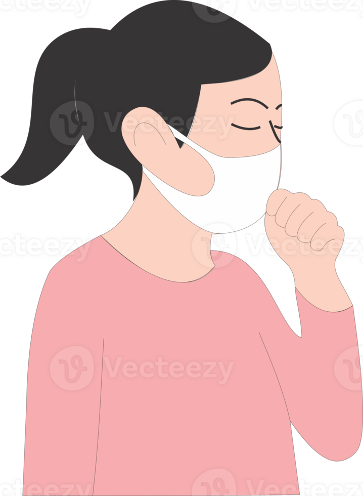 The woman cough long Covid PNG