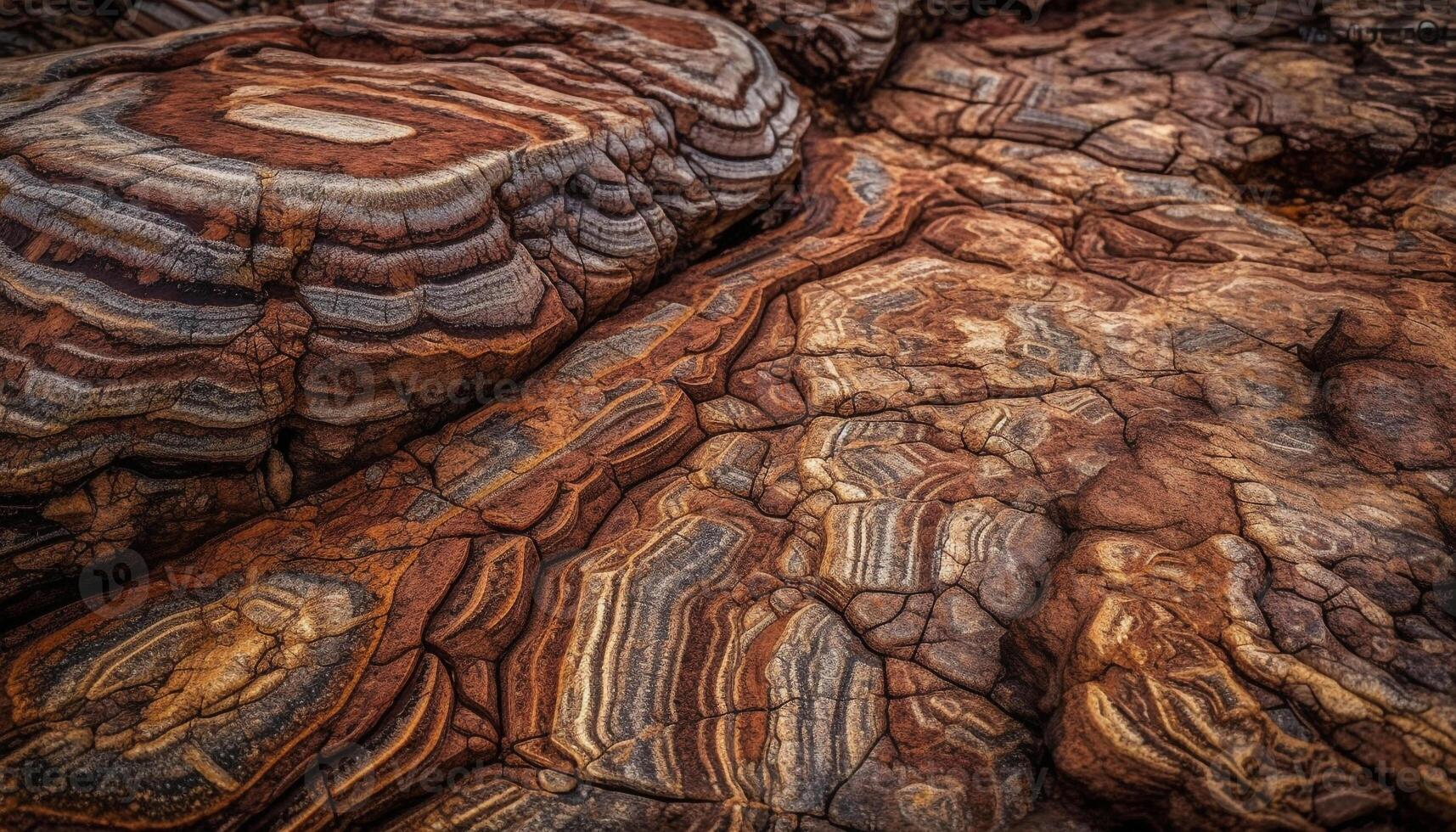 Rough sandstone cliff eroded, revealing abstract pattern generated by AI photo