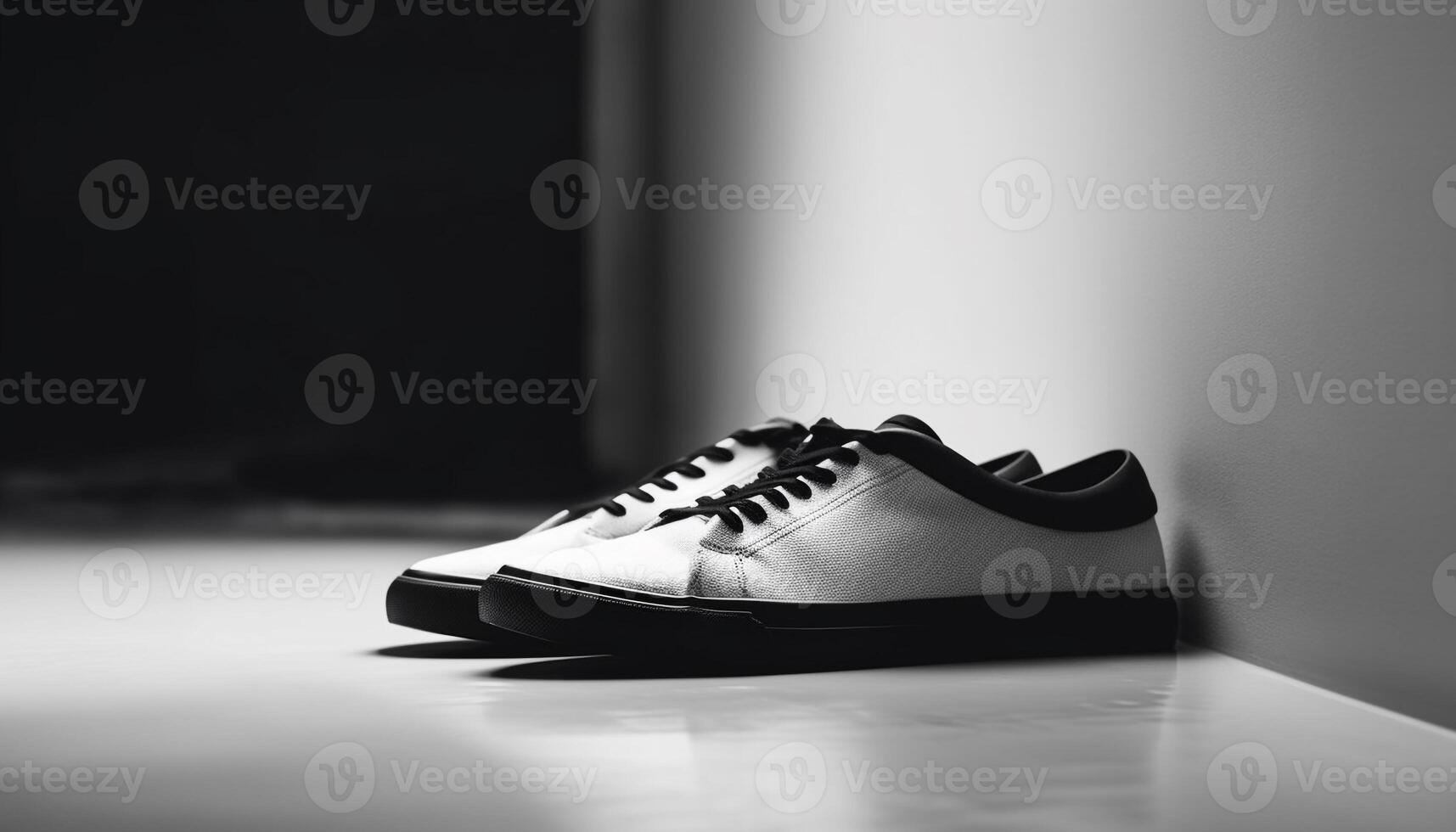 Modern elegance black leather sports shoes shine generated by AI photo