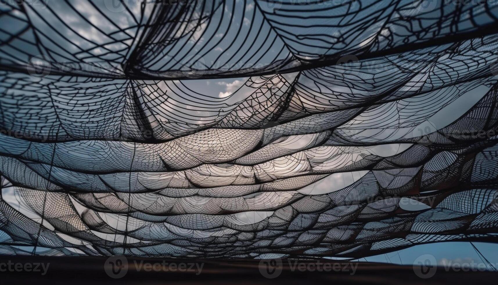 Futuristic spider web in modern architecture design generated by AI photo
