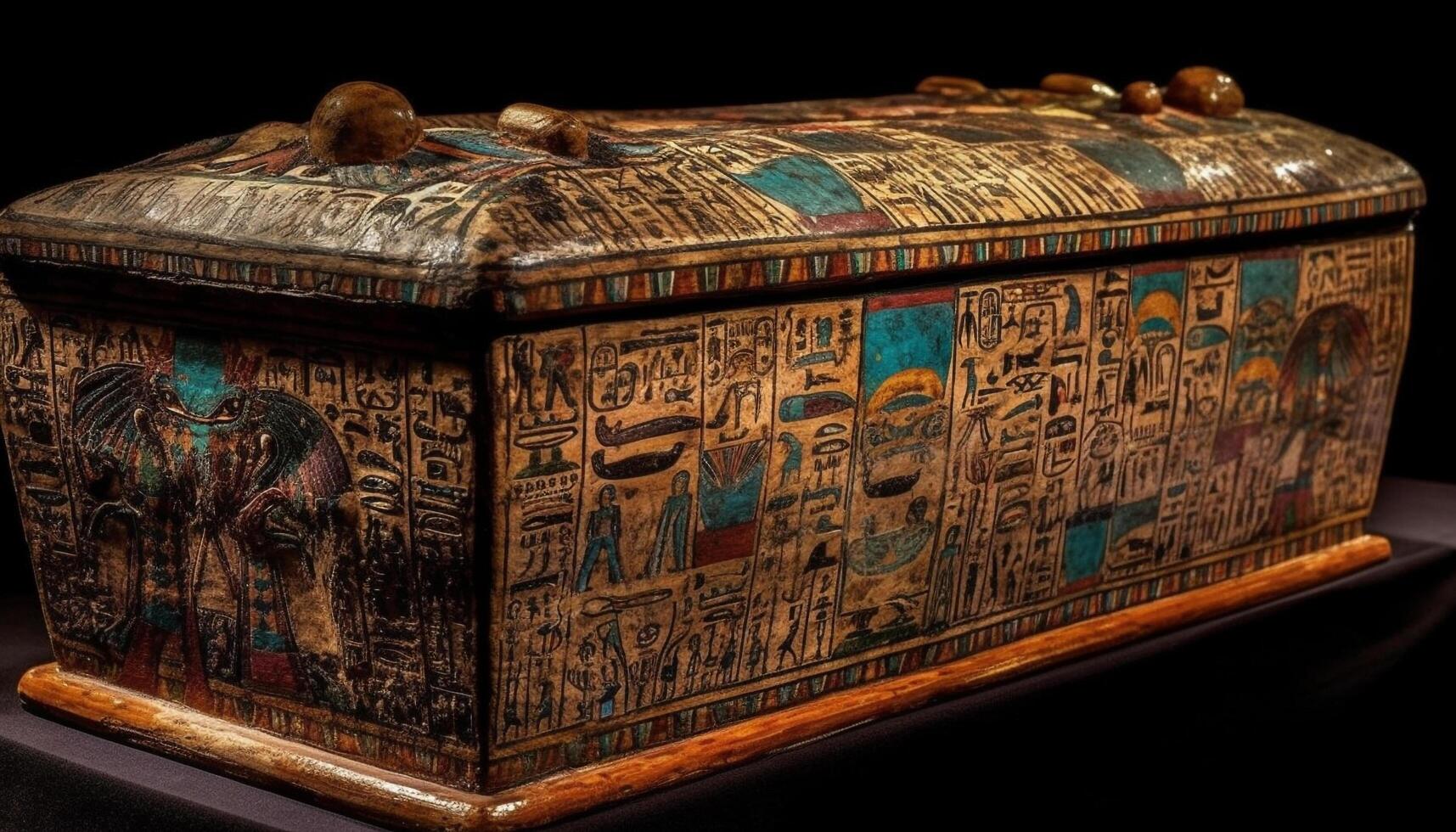 Ornate wooden trunk embodies ancient Turkish culture generated by AI photo