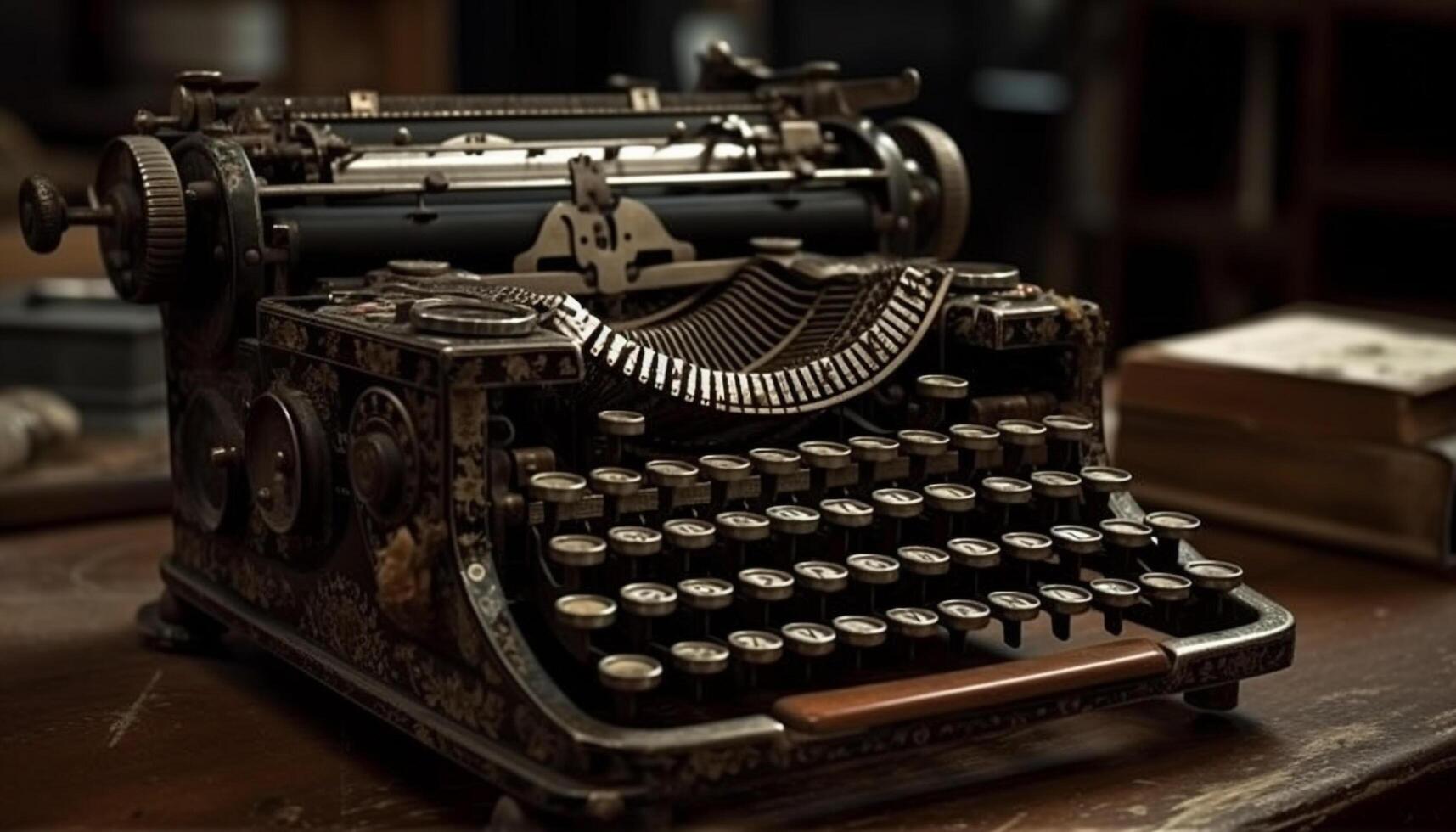 Typewriter old fashioned machinery for antique communication generated by AI photo