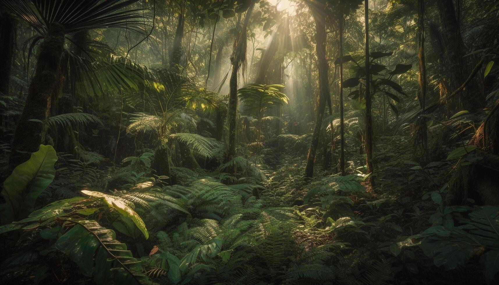 Nature beauty Growth thrives in tranquil forest generated by AI photo