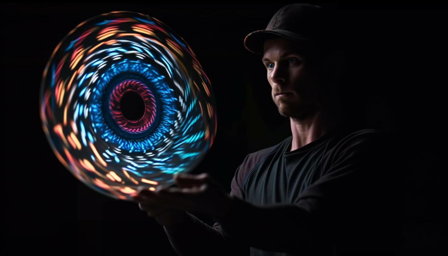 Confident young athlete performing, spinning in circle generated by AI photo