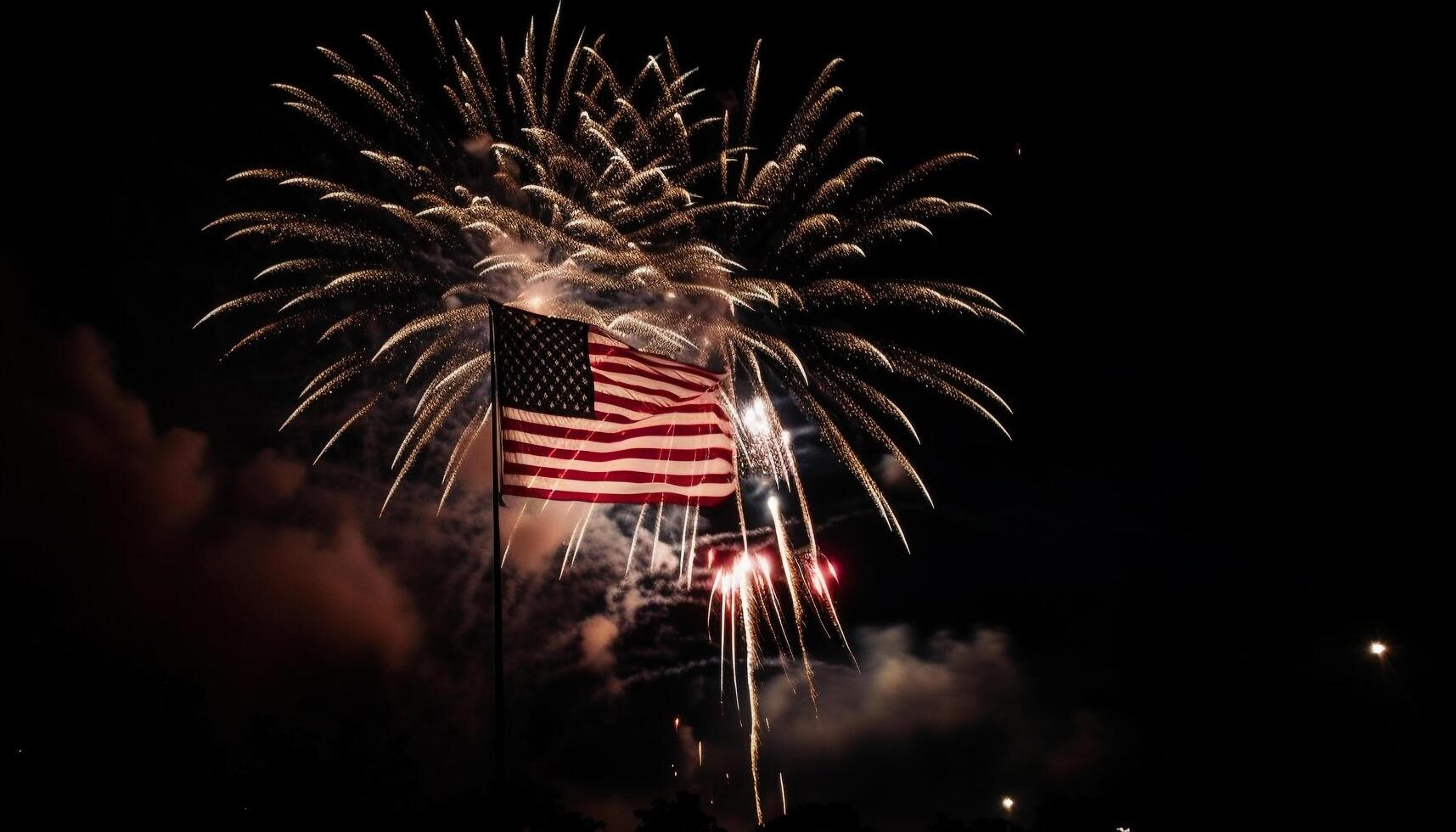 Freedom celebrating with star spangled fireworks display generated by AI photo